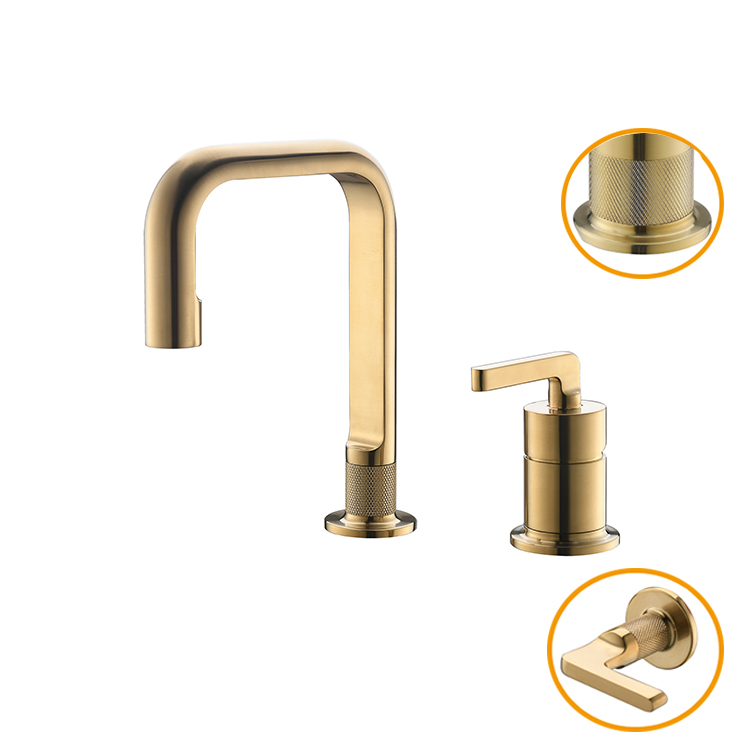 Sanitary Ware brush gold Hot Cold Water Mixer Wash Basin Faucet